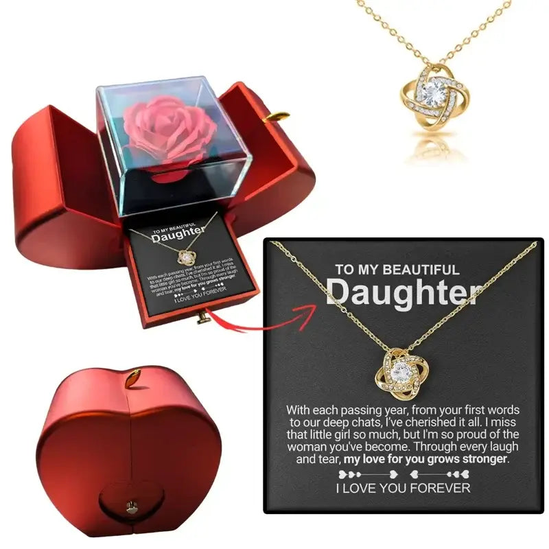 "To my Daughter" Forever Rose Necklace Set
