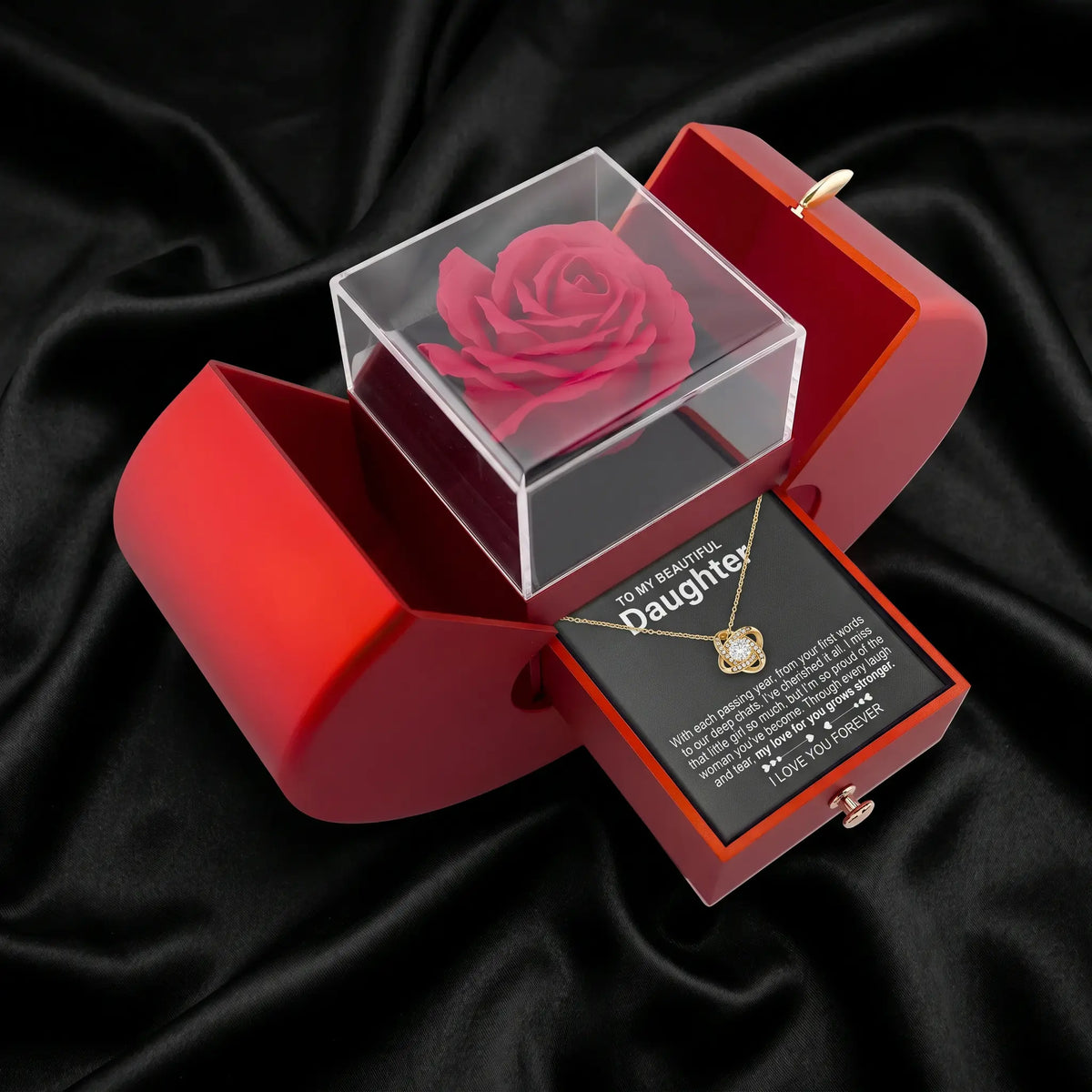 "To my Daughter" Forever Rose Necklace Set