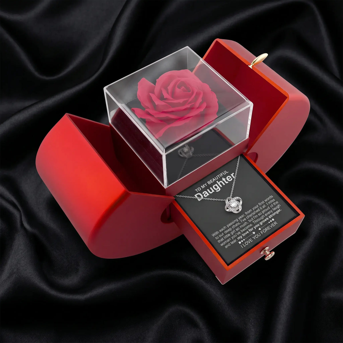 "To my Daughter" Forever Rose Necklace Set