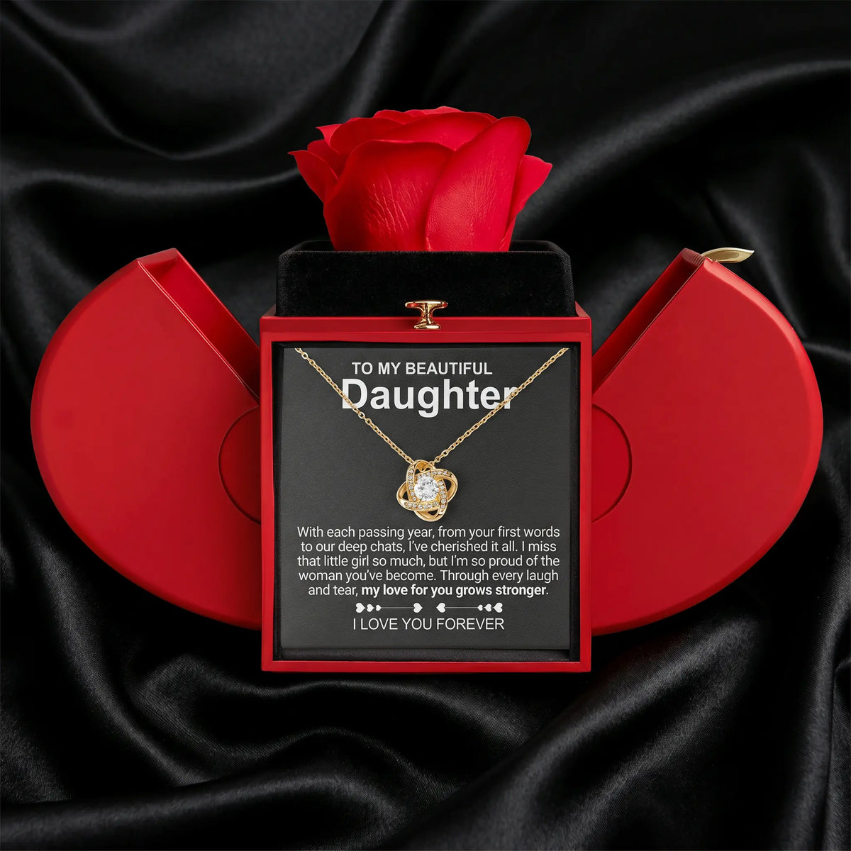 "To my Daughter" Forever Rose Necklace Set